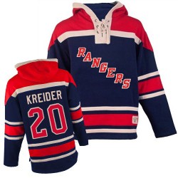 New York Rangers Chris Kreider Official Navy Blue Old Time Hockey Authentic Adult Sawyer Hooded Sweatshirt Jersey