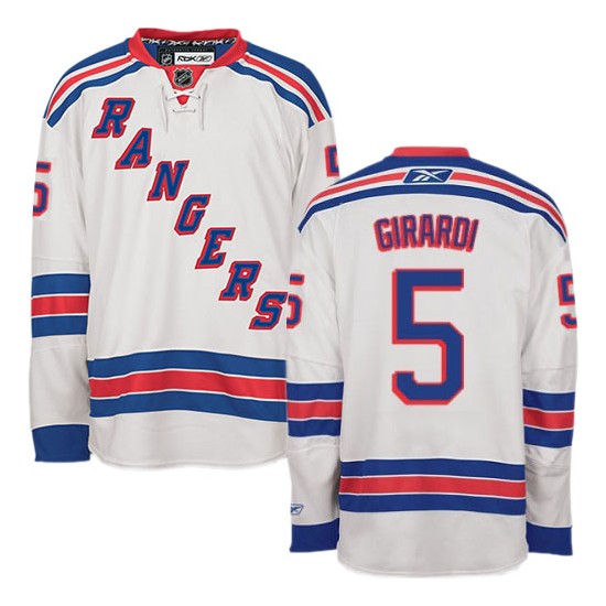 Adult Authentic New York Rangers Dan Girardi White Away Official Reebok Jersey
