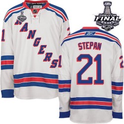 Adult Authentic New York Rangers Derek Stepan White Away 2014 Stanley Cup Official Reebok Jersey