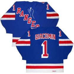 Adult Premier New York Rangers Eddie Giacomin Royal Blue New Throwback Official CCM Jersey