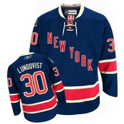 Adult Authentic New York Rangers Henrik Lundqvist Navy Blue Third Official Reebok Jersey
