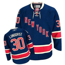 Adult Premier New York Rangers Henrik Lundqvist Navy Blue Third Official Reebok Jersey