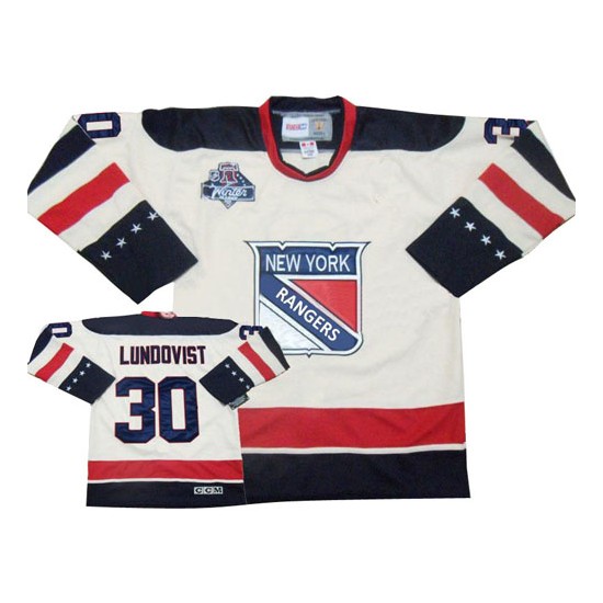 New York Rangers Henrik Lundqvist Official Cream Old Time Hockey Premier  Adult Sawyer Hooded Sweatshirt Jersey