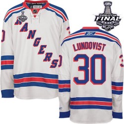 Adult Premier New York Rangers Henrik Lundqvist White Away 2014 Stanley Cup Official Reebok Jersey