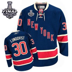 Adult Authentic New York Rangers Henrik Lundqvist Navy Blue Third 2014 Stanley Cup Official Reebok Jersey