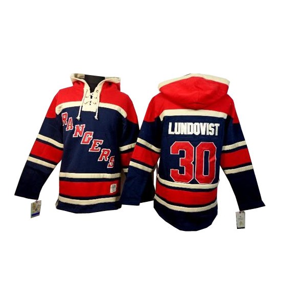 New York Rangers Henrik Lundqvist Official Royal Blue Old Time Hockey  Authentic Adult Sawyer Hooded Sweatshirt Jersey