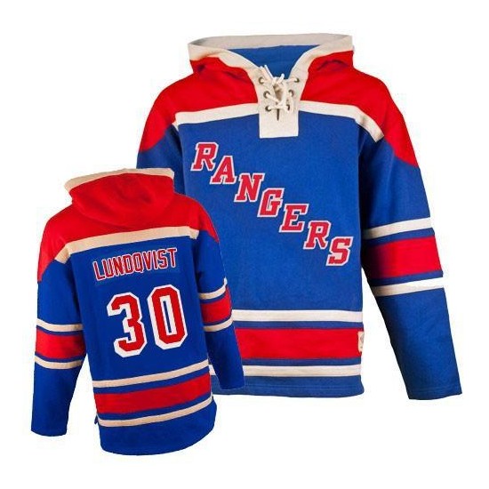 New York Rangers Henrik Lundqvist Official Royal Blue Old Time Hockey Premier Youth Sawyer Hooded Sweatshirt Jersey