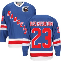 Adult Authentic New York Rangers Jeff Beukeboom Royal Blue Throwback 75TH Official CCM Jersey