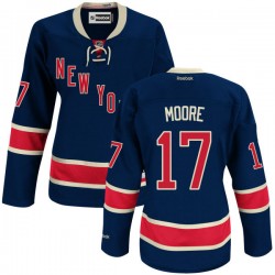 Women's Authentic New York Rangers John Moore Navy Blue Alternate Official Reebok Jersey