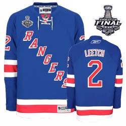 Adult Authentic New York Rangers Brian Leetch Royal Blue Home 2014 Stanley Cup Official Reebok Jersey