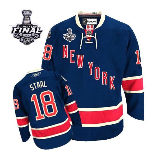 Adult Premier New York Rangers Marc Staal Navy Blue Third 2014 Stanley Cup Official Reebok Jersey