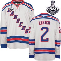 Adult Authentic New York Rangers Brian Leetch White Away 2014 Stanley Cup Official Reebok Jersey