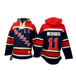 New York Rangers Mark Messier Official Navy Blue Old Time Hockey Authentic Adult Sawyer Hooded Sweatshirt Jersey