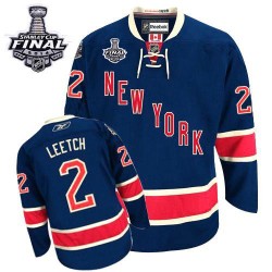Adult Authentic New York Rangers Brian Leetch Navy Blue Third 2014 Stanley Cup Official Reebok Jersey