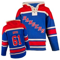 New York Rangers Rick Nash Official Royal Blue Old Time Hockey Premier Adult Sawyer Hooded Sweatshirt Jersey