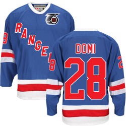 Adult Authentic New York Rangers Tie Domi Royal Blue Throwback 75TH Official CCM Jersey