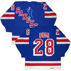 Adult Premier New York Rangers Tie Domi Royal Blue New Throwback Official CCM Jersey