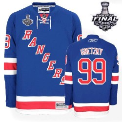 Adult Premier New York Rangers Wayne Gretzky Royal Blue Home 2014 Stanley Cup Official Reebok Jersey
