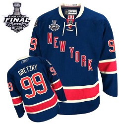 Adult Authentic New York Rangers Wayne Gretzky Navy Blue Third 2014 Stanley Cup Official Reebok Jersey