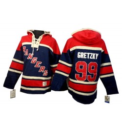 New York Rangers Wayne Gretzky Official Navy Blue Old Time Hockey Authentic Adult Sawyer Hooded Sweatshirt Jersey