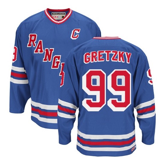 New York Rangers Wayne Gretzky Official Royal Blue CCM Authentic Adult  Heroes of Hockey Alumni Throwback Jersey