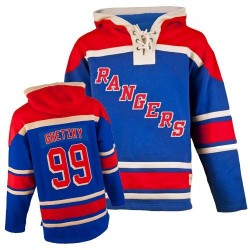 New York Rangers Wayne Gretzky Official Royal Blue Old Time Hockey Authentic Youth Sawyer Hooded Sweatshirt Jersey