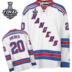 Adult Authentic New York Rangers Chris Kreider White Away 2014 Stanley Cup Official Reebok Jersey
