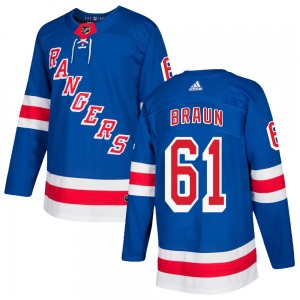 Adult Authentic New York Rangers Justin Braun Royal Blue Home Official Adidas Jersey