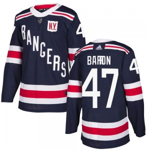 Adult Authentic New York Rangers Morgan Barron Navy Blue 2018 Winter Classic Home Official Adidas Jersey