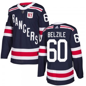 Adult Authentic New York Rangers Alex Belzile Navy Blue 2018 Winter Classic Home Official Adidas Jersey