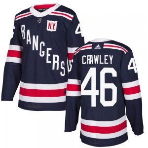 Adult Authentic New York Rangers Brandon Crawley Navy Blue ized 2018 Winter Classic Home Official Adidas Jersey