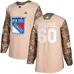 Adult Authentic New York Rangers Alex Belzile Camo Veterans Day Practice Official Adidas Jersey