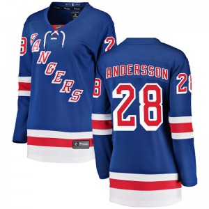 Women's Breakaway New York Rangers Lias Andersson Blue Home Official Fanatics Branded Jersey