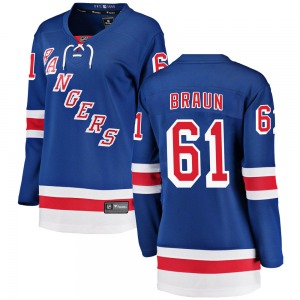 Women's Breakaway New York Rangers Justin Braun Blue Home Official Fanatics Branded Jersey