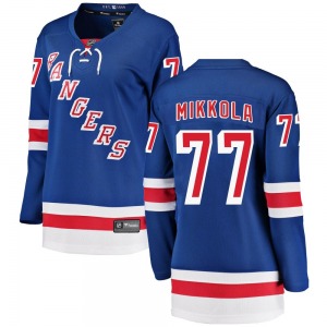 Women's Breakaway New York Rangers Niko Mikkola Blue Home Official Fanatics Branded Jersey