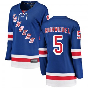 Women's Breakaway New York Rangers Chad Ruhwedel Blue Home Official Fanatics Branded Jersey