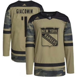 Youth Authentic New York Rangers Eddie Giacomin Camo Military Appreciation Practice Official Adidas Jersey