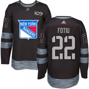 Youth Authentic New York Rangers Nick Fotiu Black 1917-2017 100th Anniversary Official Jersey