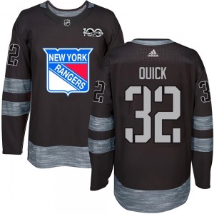 Youth Authentic New York Rangers Jonathan Quick Black 1917-2017 100th Anniversary Official Jersey