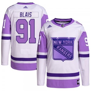 Youth Authentic New York Rangers Sammy Blais White/Purple Hockey Fights Cancer Primegreen Official Adidas Jersey