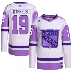 Youth Authentic New York Rangers Nick Kypreos White/Purple Hockey Fights Cancer Primegreen Official Adidas Jersey