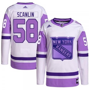 Youth Authentic New York Rangers Brandon Scanlin White/Purple Hockey Fights Cancer Primegreen Official Adidas Jersey