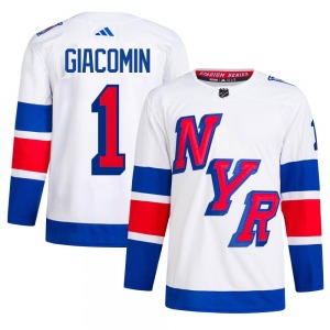 Adult Authentic New York Rangers Eddie Giacomin White 2024 Stadium Series Primegreen Official Adidas Jersey