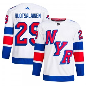 Adult Authentic New York Rangers Reijo Ruotsalainen White 2024 Stadium Series Primegreen Official Adidas Jersey