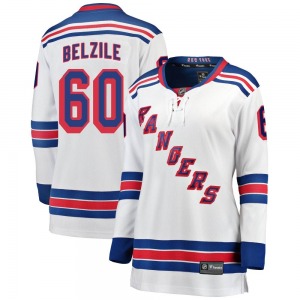 Women's Breakaway New York Rangers Alex Belzile White Away Official Fanatics Branded Jersey