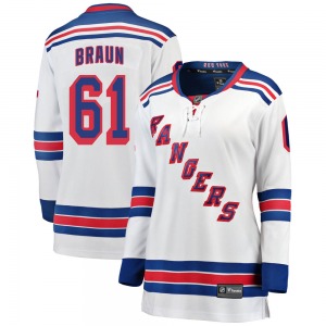 Women's Breakaway New York Rangers Justin Braun White Away Official Fanatics Branded Jersey