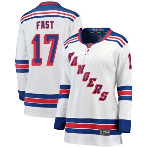 Women's Breakaway New York Rangers Jesper Fast White Away Official Fanatics Branded Jersey
