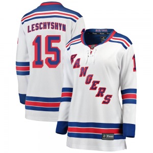 Women's Breakaway New York Rangers Jake Leschyshyn White Away Official Fanatics Branded Jersey