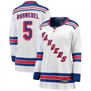 Women's Breakaway New York Rangers Chad Ruhwedel White Away Official Fanatics Branded Jersey