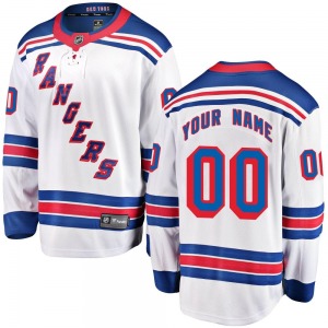 Adult Breakaway New York Rangers Custom White Custom Away Official Fanatics Branded Jersey